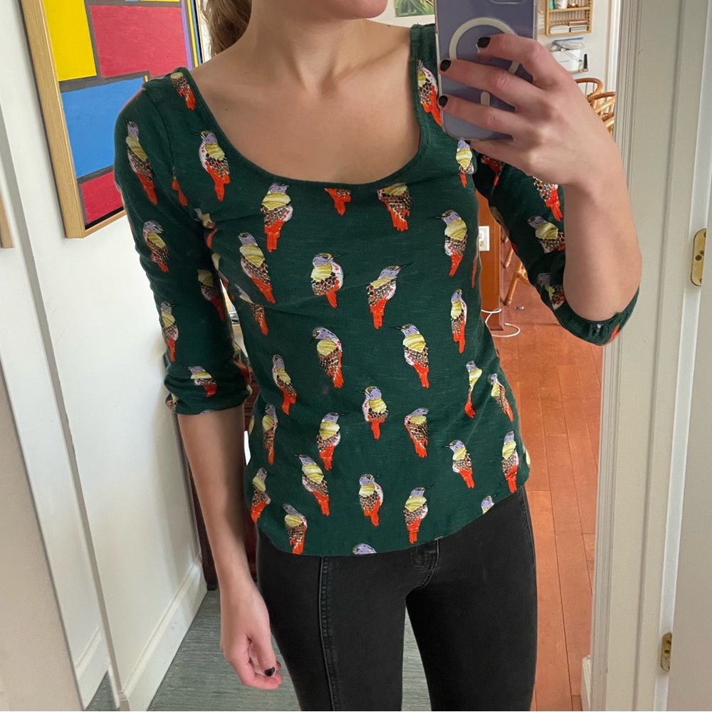 Anthropologie Forest Fete Bird Shirt